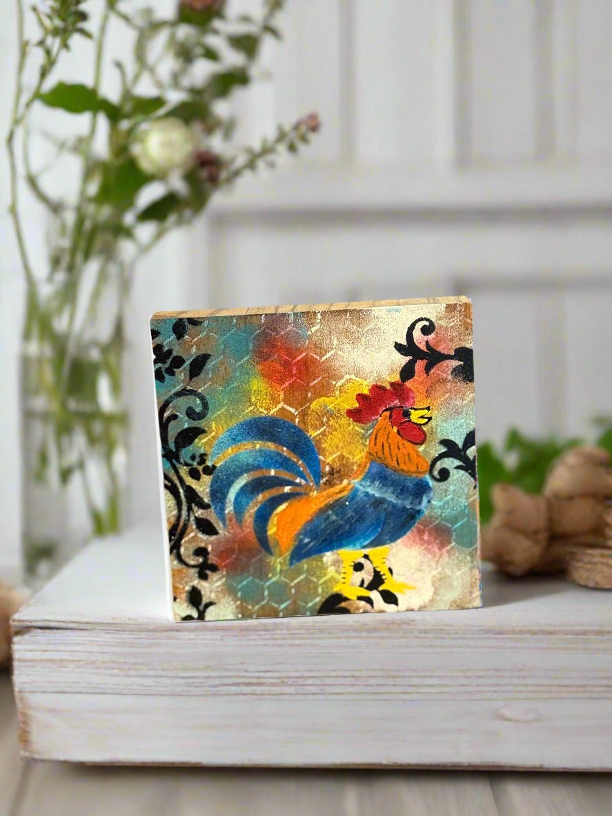 Colorful Rooster Blocks - Nifty Decor & More
