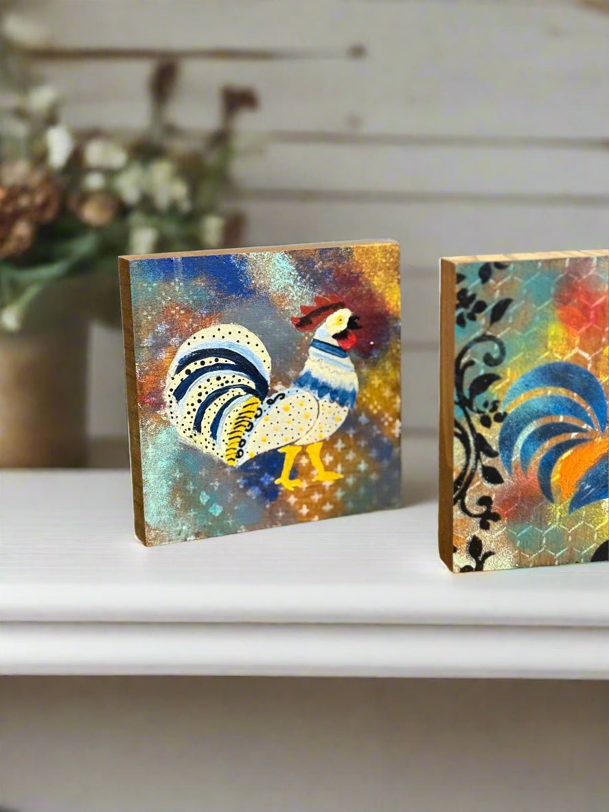 Colorful Rooster Blocks - Nifty Decor & More
