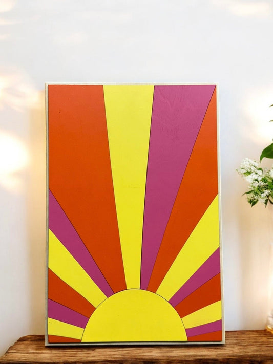 Colorful Sunray Wall Art Chic Sunset Vibes, Vibrant Wall Decoration for Cozy Rooms, Unique Gift Idea Wall Art