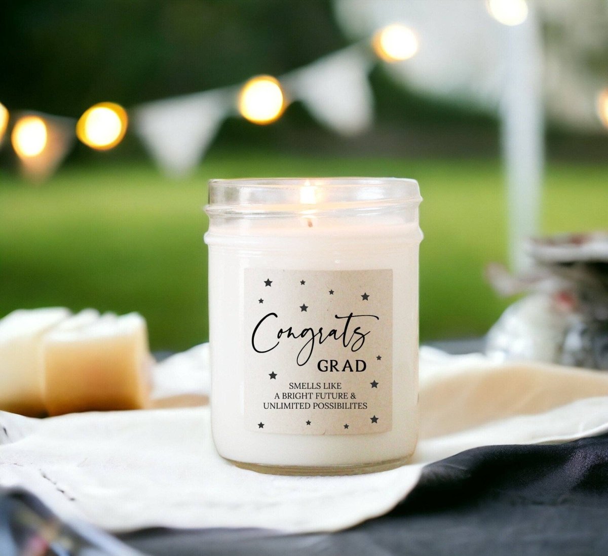 Congrats Grad Soy Candle | 4 oz Bora Bora Scent - Nifty Decor & More