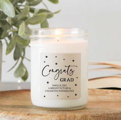 Congrats Grad Soy Candle | 4 oz Bora Bora Scent - Nifty Decor & More
