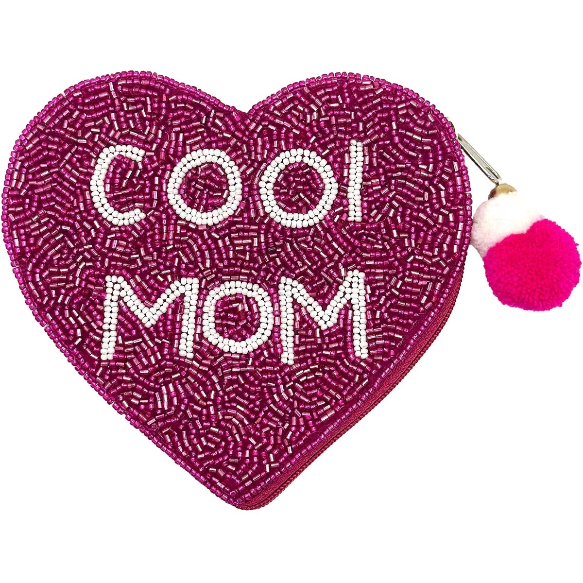 COOL MOM Heart Beaded Coin Pouch - Nifty Decor & More