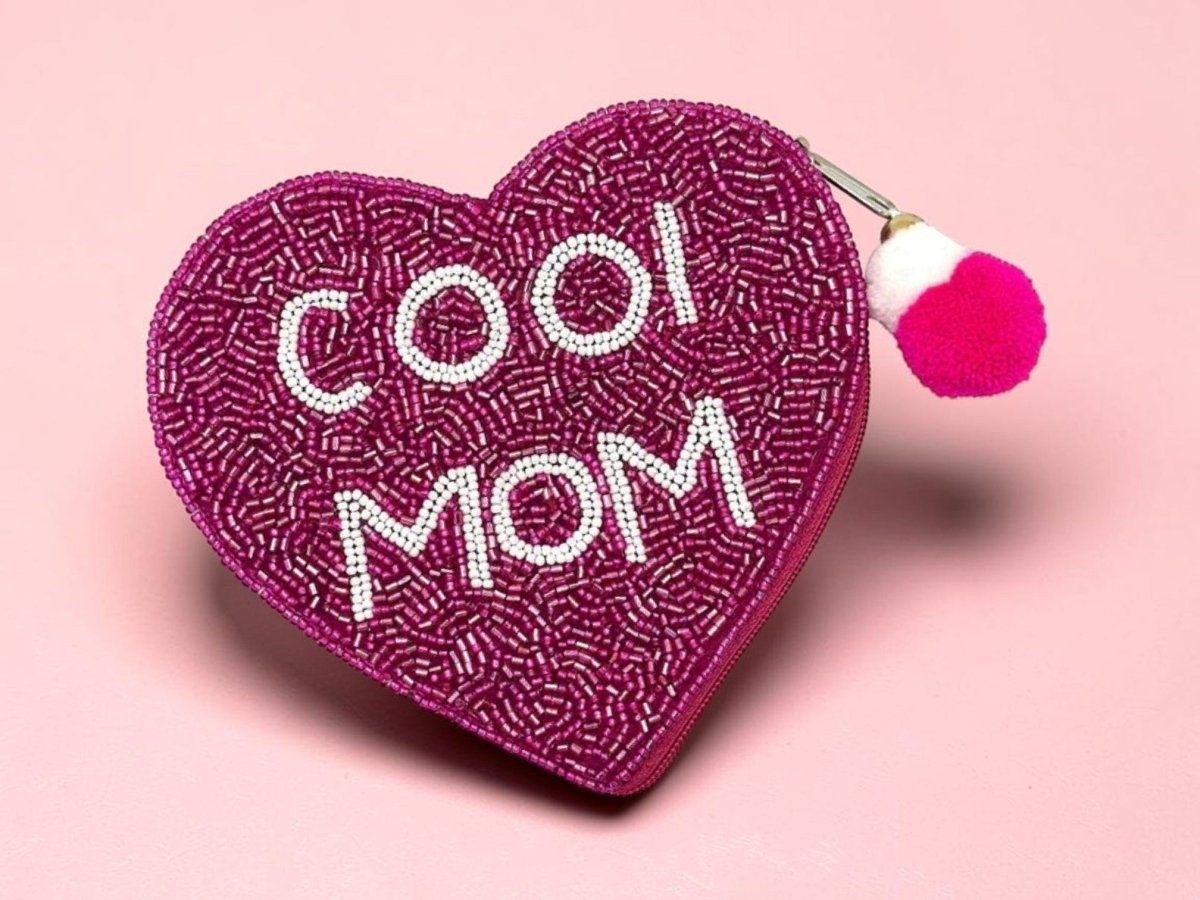 COOL MOM Heart Beaded Coin Pouch - Nifty Decor & More