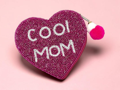 COOL MOM Heart Beaded Coin Pouch - Nifty Decor & More