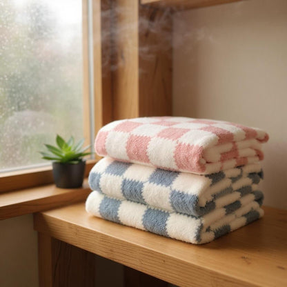 Personalized Checkered Fleece Blanket, Pink or Blue Blankets