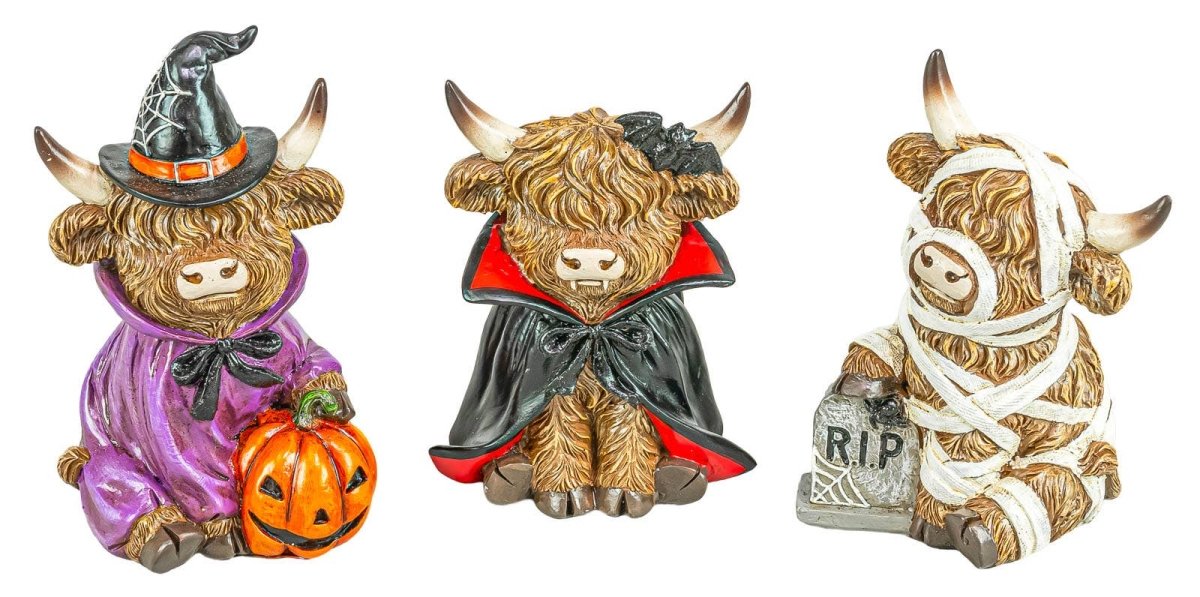 Costumed Halloween Highland Cow 5" Sitter - Nifty Decor & More