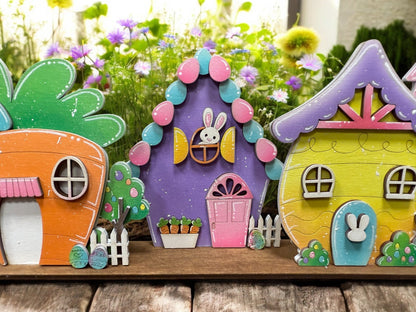 Cotton Tail Village: Easter Set Decor for Festive Home Styling, Celebration, Spring Decorations, Bunny Figurines, & More Table decor