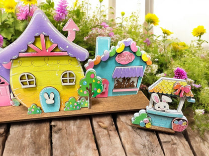Cotton Tail Village: Easter Set Decor for Festive Home Styling, Celebration, Spring Decorations, Bunny Figurines, & More Table decor