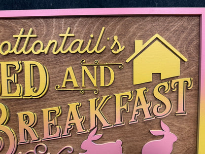 Cottontail’s Bed and Breakfast Sign | Easter Spring Decor | Rustic Bunny Wall Art for Home & Garden - Nifty Decor & More