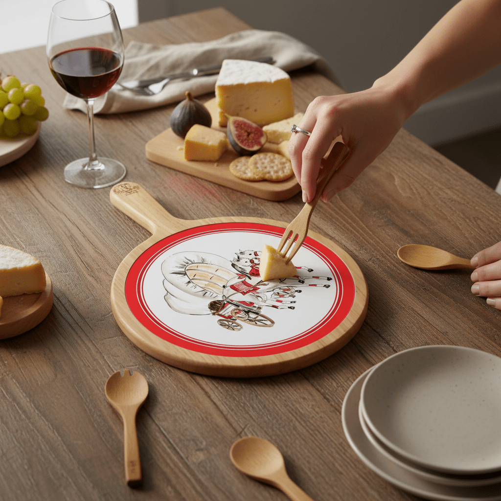 Covered Wagon Collegiate Bamboo & Ceramic Cheese Board - Nifty Decor & More