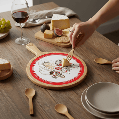 Covered Wagon Collegiate Bamboo & Ceramic Cheese Board - Nifty Decor & More