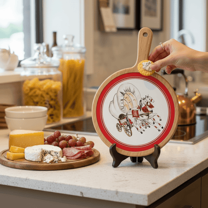Covered Wagon Collegiate Bamboo & Ceramic Cheese Board - Nifty Decor & More