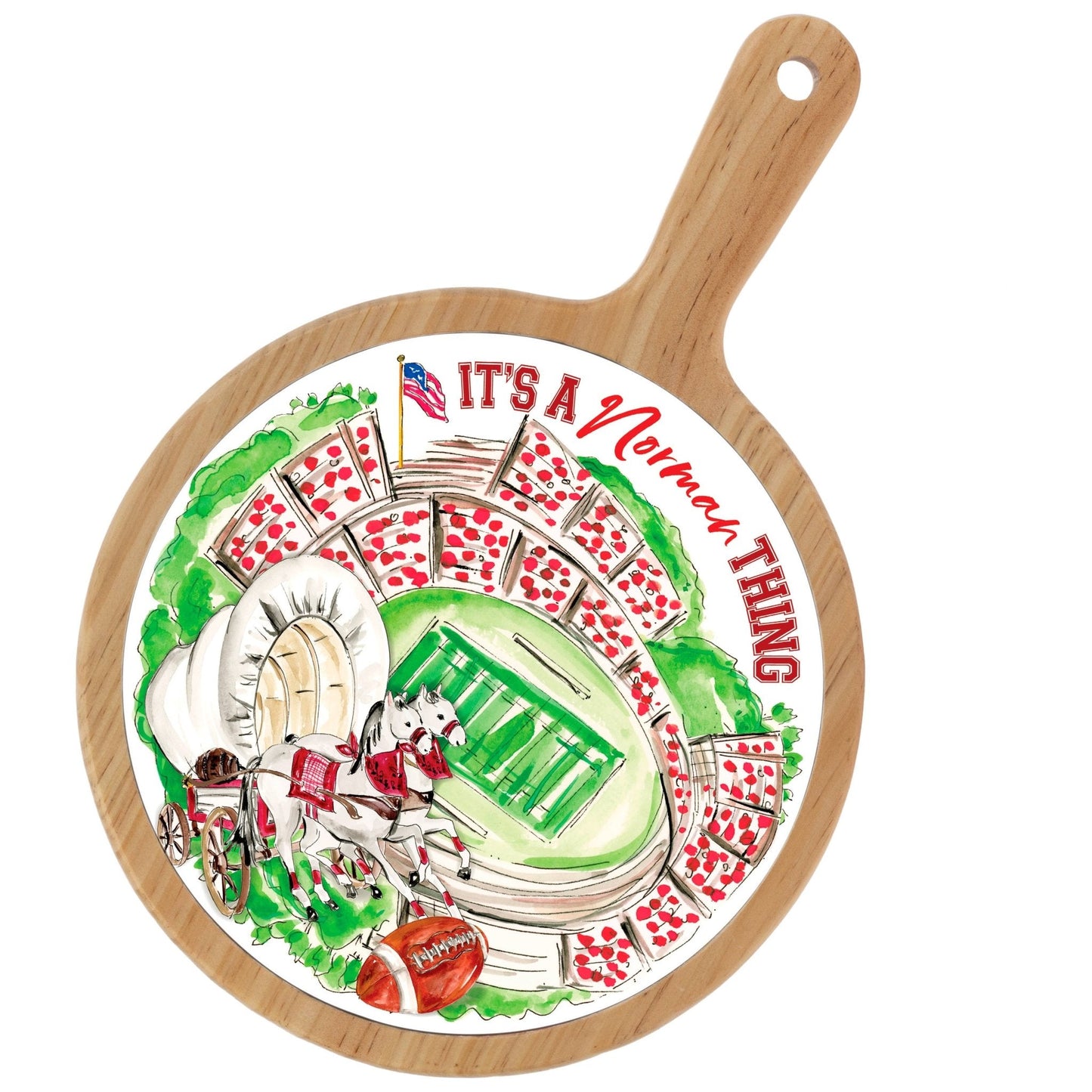 Covered Wagon Stadium Collegiate Cheese Board - Nifty Decor & More