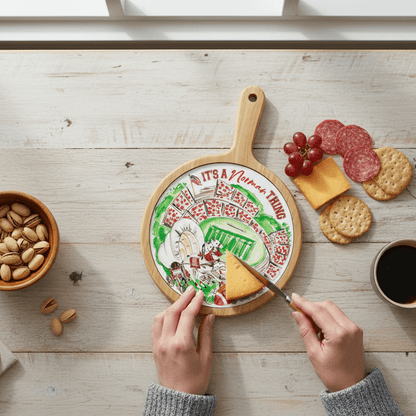 Covered Wagon Stadium Collegiate Cheese Board - Nifty Decor & More