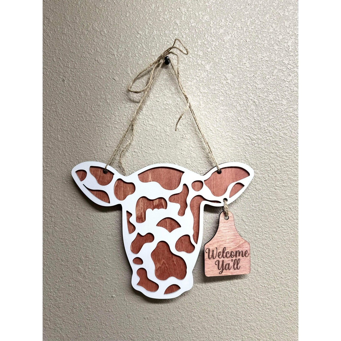 Cow Head with Ear Tag Door Hanger - Nifty Decor & More