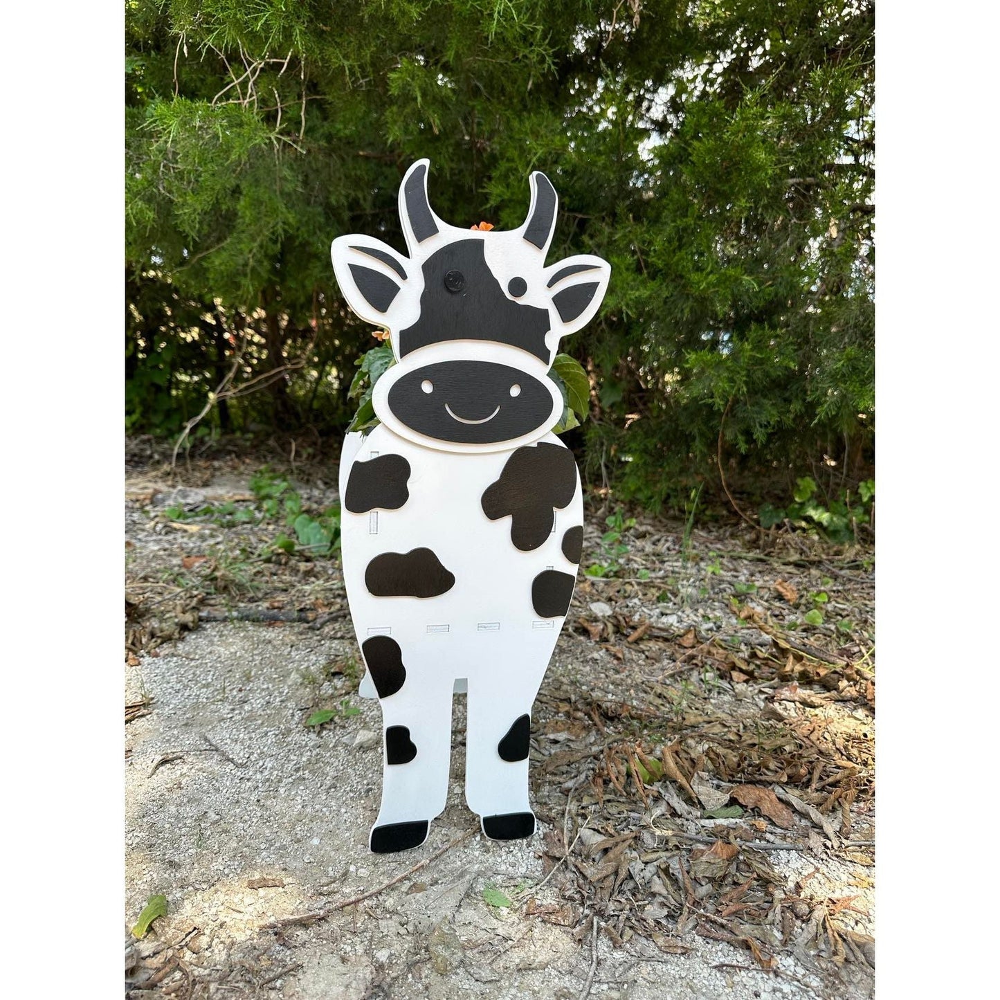 Cow Planter Box Farmhouse Wooden Animal Planter Garden Decor - Nifty Decor & More