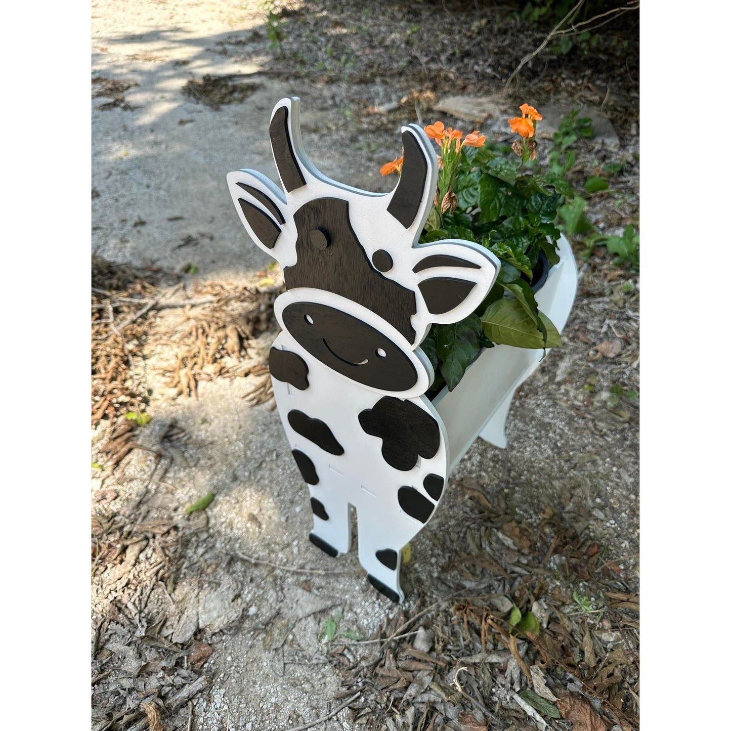 Cow Planter Box Farmhouse Wooden Animal Planter Garden Decor - Nifty Decor & More