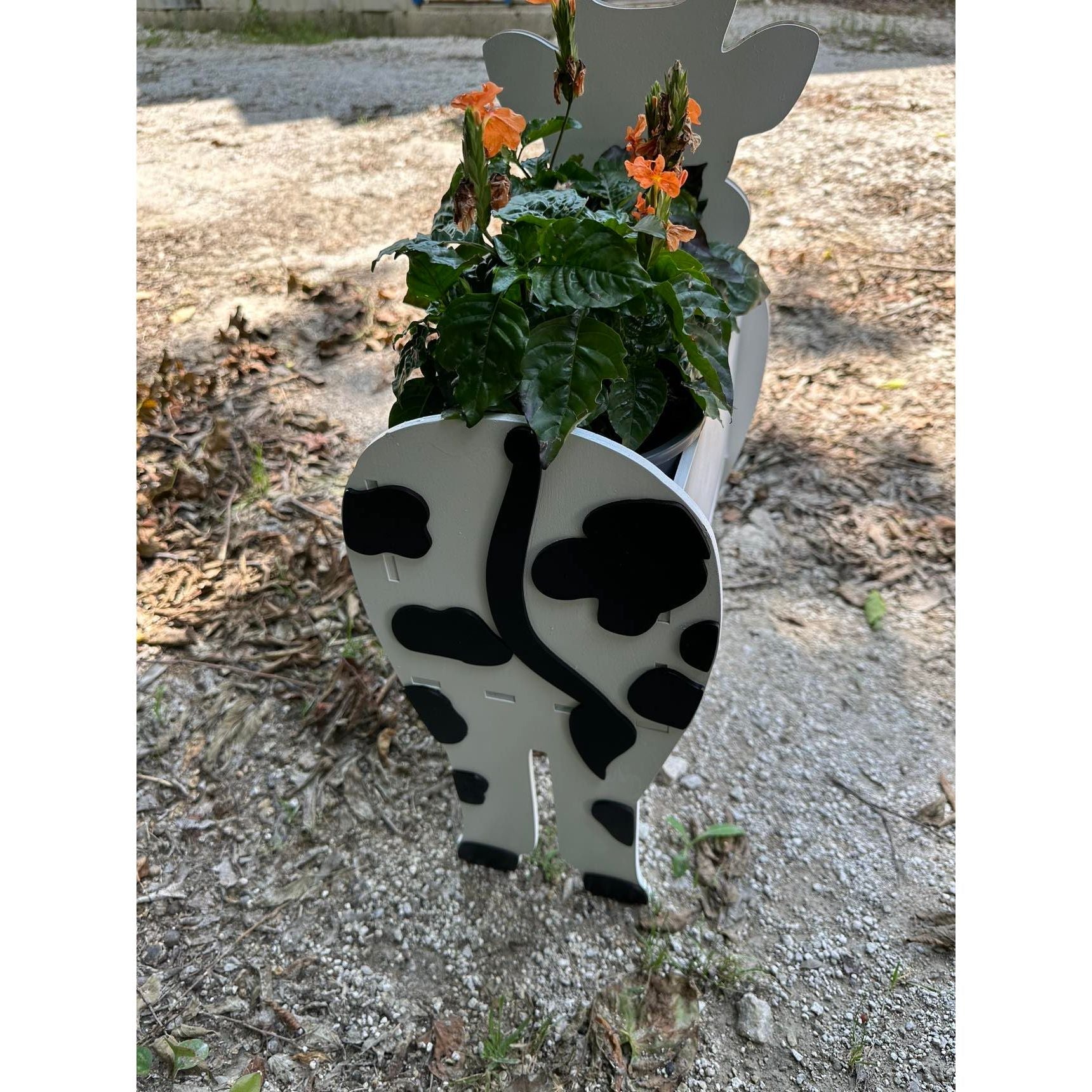 Cow Planter Box Farmhouse Wooden Animal Planter Garden Decor - Nifty Decor & More