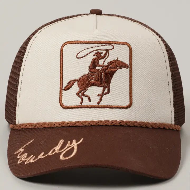 Cowboy Image Howdy Embroidery Mesh Back Cap - Nifty Decor & More