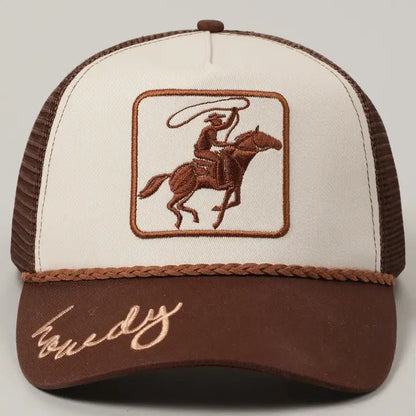 Cowboy Image Howdy Embroidery Mesh Back Cap - Nifty Decor & More