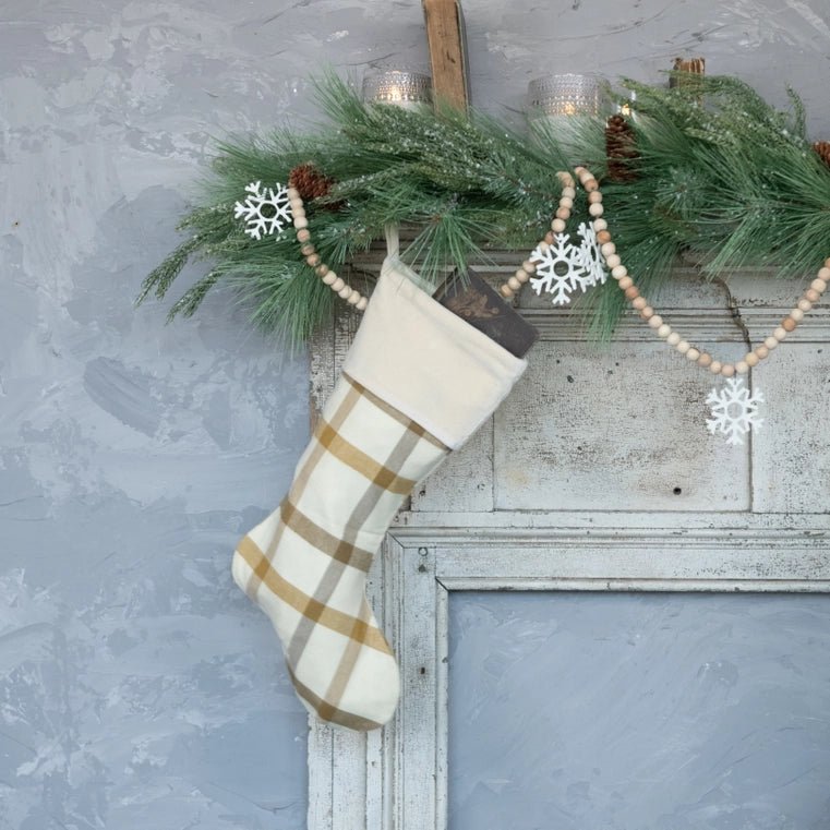 Cream Plaid Stocking - Nifty Decor & More