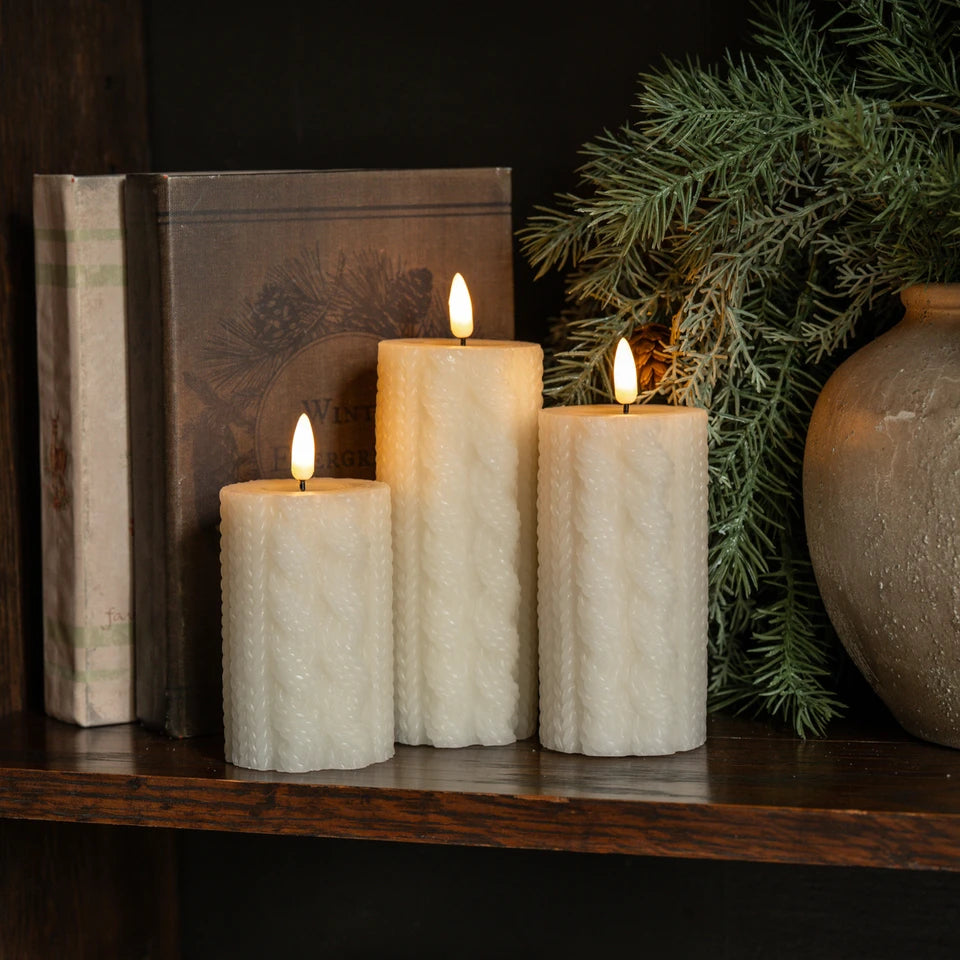 Cream Sweater 3D Flame Candle