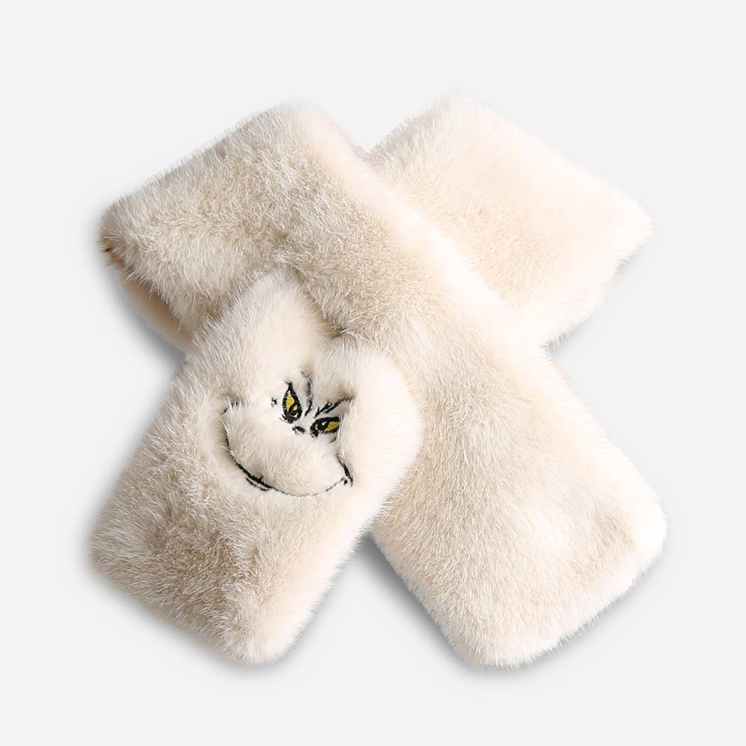 CREATURE Faux Fur Embroidered Pull - Through Scarf - Nifty Decor & More