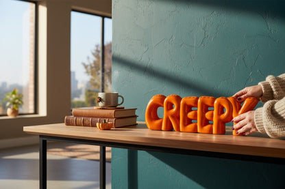 Creep, Spooky Halloween Bubble Word Signs Halloween Decor Orange