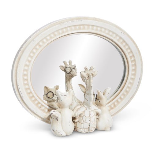 Critter Friends with Glasses - RAZ - 8.75" Mirrored Decor, Farmhouse Spring Decor, Unique Gift Idea for Animal Lovers animal figurine