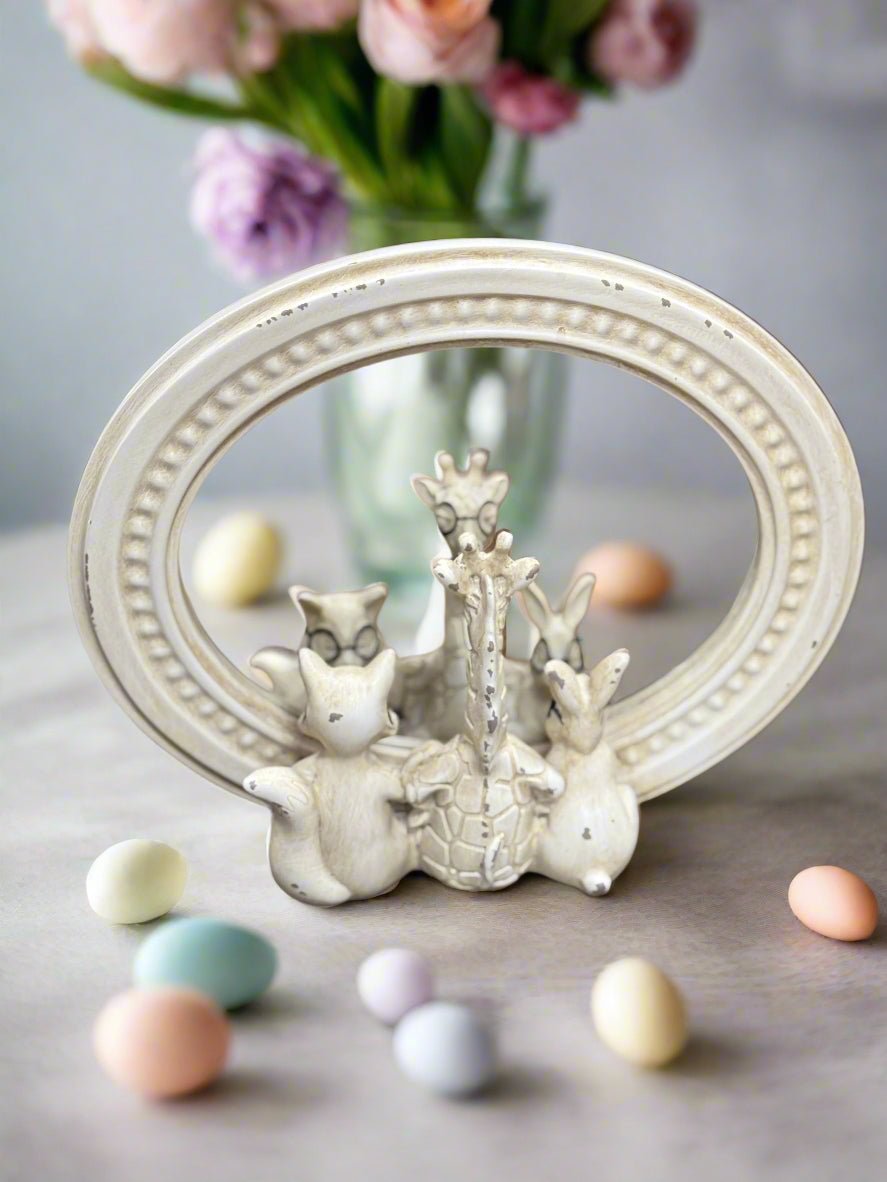 Critter Friends with Glasses - RAZ - 8.75" Mirrored Decor, Farmhouse Spring Decor, Unique Gift Idea for Animal Lovers animal figurine