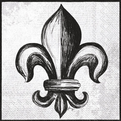 Croquis Fleur De Lis Cocktail Napkins, Elegant Paper Napkins for Parties & Events, Stylish Barware Gift Pack of 20 - Nifty Decor & More