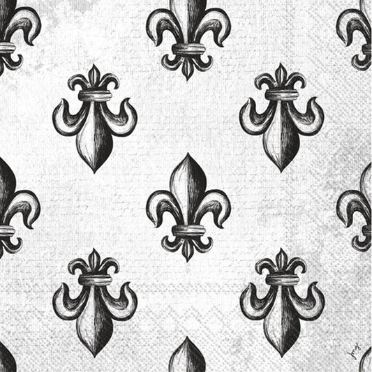 Croquis Fleur De Lis Paper Lunch Napkins, Elegant 20 Count for Stylish Meals, Chic Party Gift Cocktail Napkins