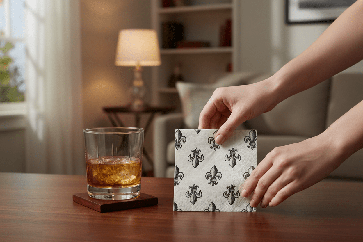 Croquis Fleur De Lis Paper Lunch Napkins, Elegant 20 Count for Stylish Meals, Chic Party Gift - Nifty Decor & More