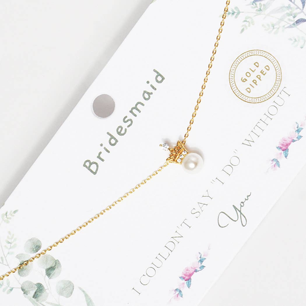 Crown Bridesmaid Necklace Gold - Dipped - Nifty Decor & More