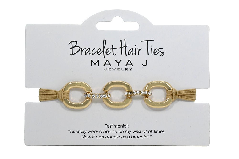 Crystal Bracelet Hair Tie ✨ | 2 - in - 1 Hair Tie Bracelet | Rhinestone Hair Tie | Gold Chain Hair Elastic | Stylish Wrist Hair Tie | Fashion Hair Accessory - Nifty Decor & More