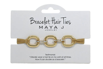 Crystal Bracelet Hair Tie ✨ | 2 - in - 1 Hair Tie Bracelet | Rhinestone Hair Tie | Gold Chain Hair Elastic | Stylish Wrist Hair Tie | Fashion Hair Accessory - Nifty Decor & More