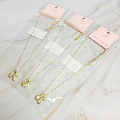 Crystal Bubble Initial Necklace, Sparkling Preppy Charm Necklace, Trendy Accessory for Women, Gift Idea - Nifty Decor & More