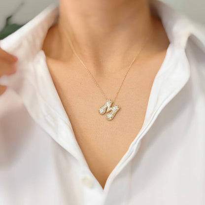 Crystal Bubble Initial Necklace, Sparkling Preppy Charm Necklace, Trendy Accessory for Women, Gift Idea - Nifty Decor & More