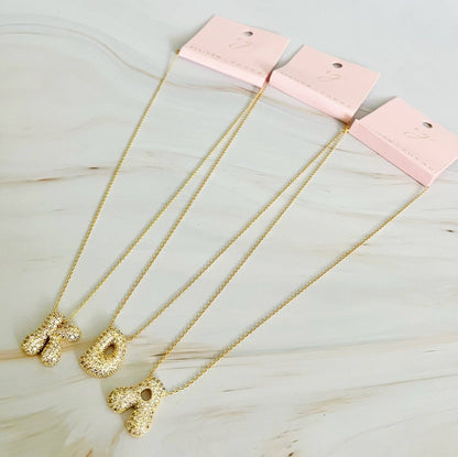 Crystal Bubble Initial Necklace, Sparkling Preppy Charm Necklace, Trendy Accessory for Women, Gift Idea Charm with necklace