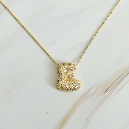 Crystal Bubble Initial Necklace, Sparkling Preppy Charm Necklace, Trendy Accessory for Women, Gift Idea - Nifty Decor & More