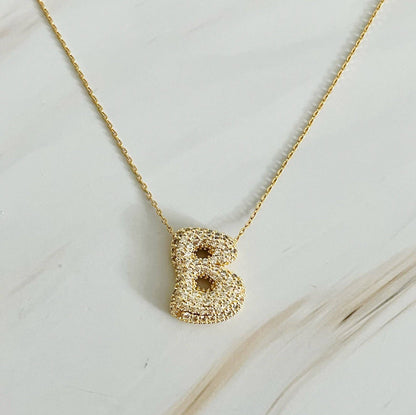 Crystal Bubble Initial Necklace, Sparkling Preppy Charm Necklace, Trendy Accessory for Women, Gift Idea - Nifty Decor & More