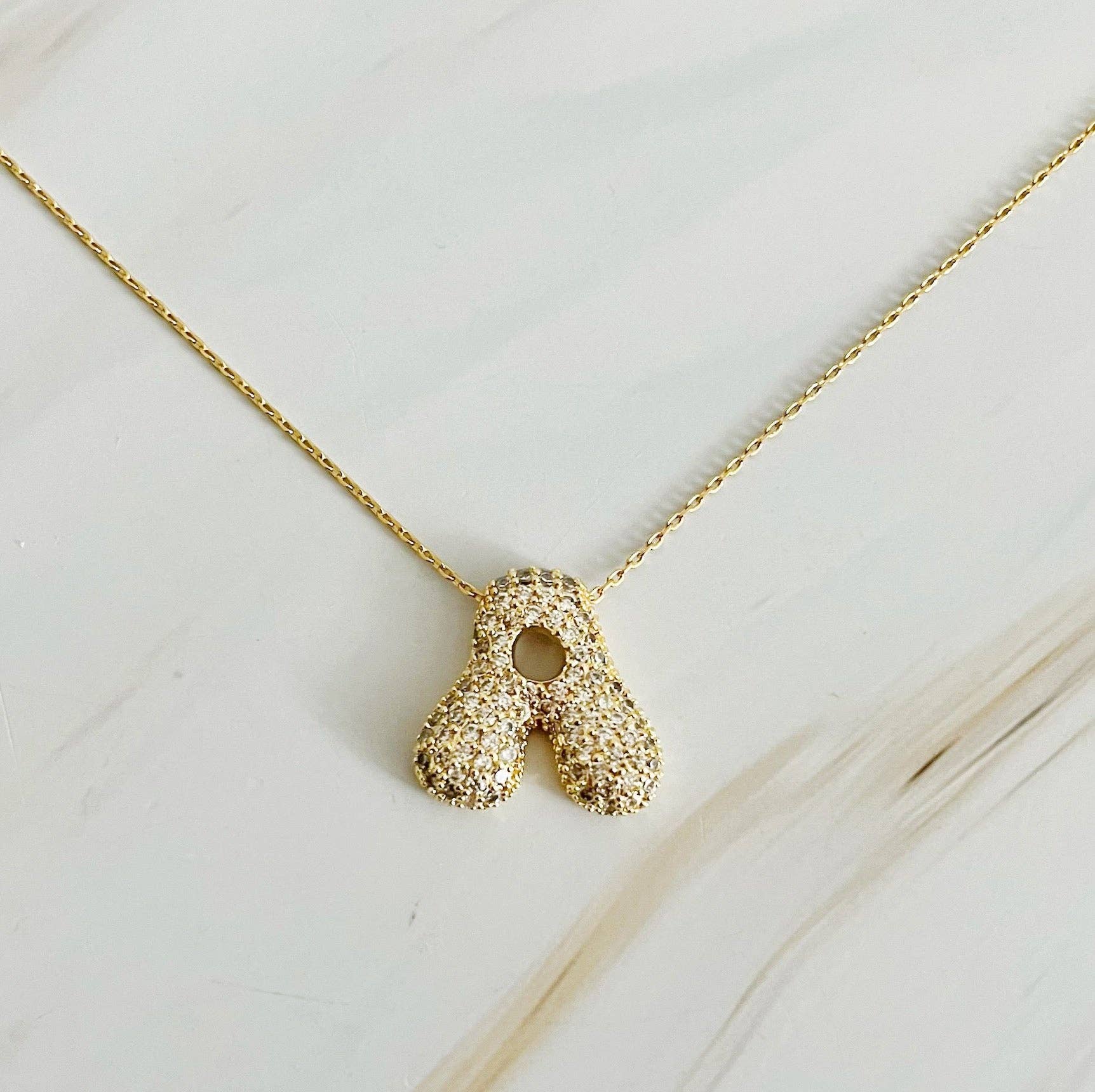 Crystal Bubble Initial Necklace, Sparkling Preppy Charm Necklace, Trendy Accessory for Women, Gift Idea - Nifty Decor & More