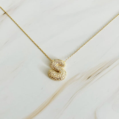 Crystal Bubble Initial Necklace, Sparkling Preppy Charm Necklace, Trendy Accessory for Women, Gift Idea - Nifty Decor & More