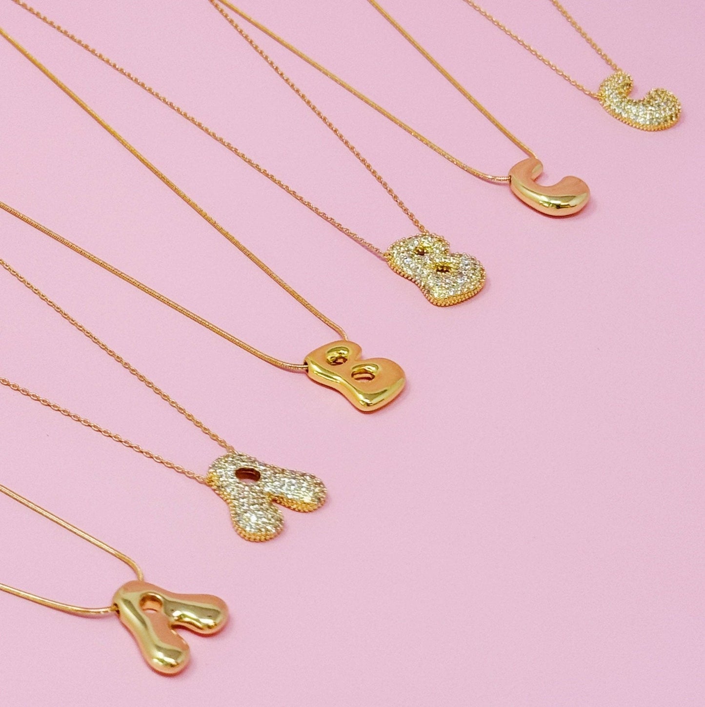 Crystal Bubble Initial Necklace, Sparkling Preppy Charm Necklace, Trendy Accessory for Women, Gift Idea - Nifty Decor & More