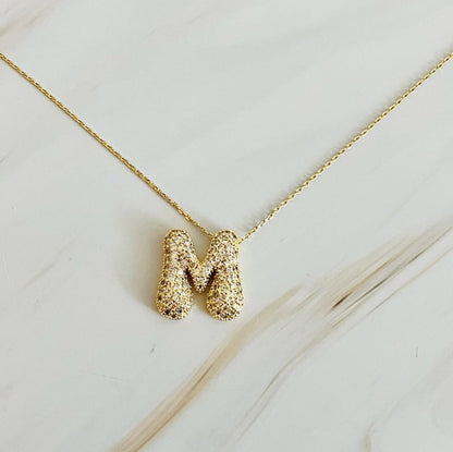 Crystal Bubble Initial Necklace, Sparkling Preppy Charm Necklace, Trendy Accessory for Women, Gift Idea - Nifty Decor & More