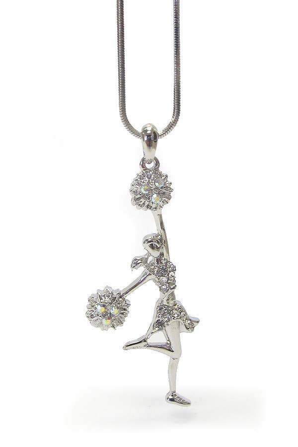 Crystal Cheerleader Pendant Necklace Cheerleader Pendant Necklace