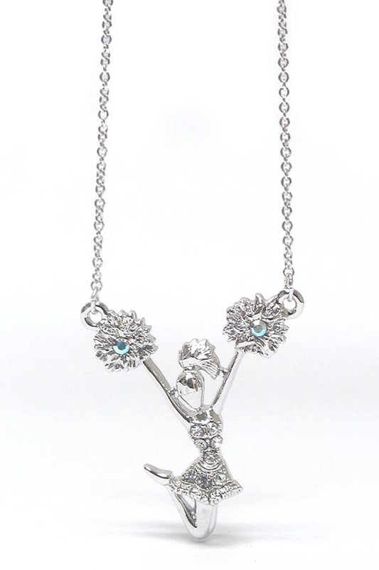 Crystal Cheerleader Pendant Necklace Cheerleader Pendant Necklace