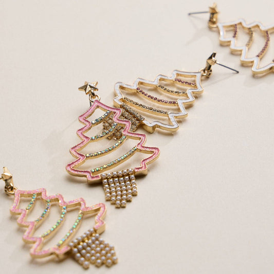 Crystal Christmas Tree Drop Earrings