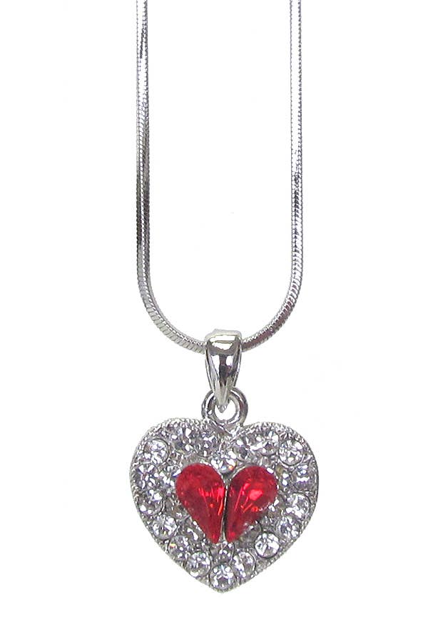 Crystal Heart Pendant Necklace Valentine Necklace