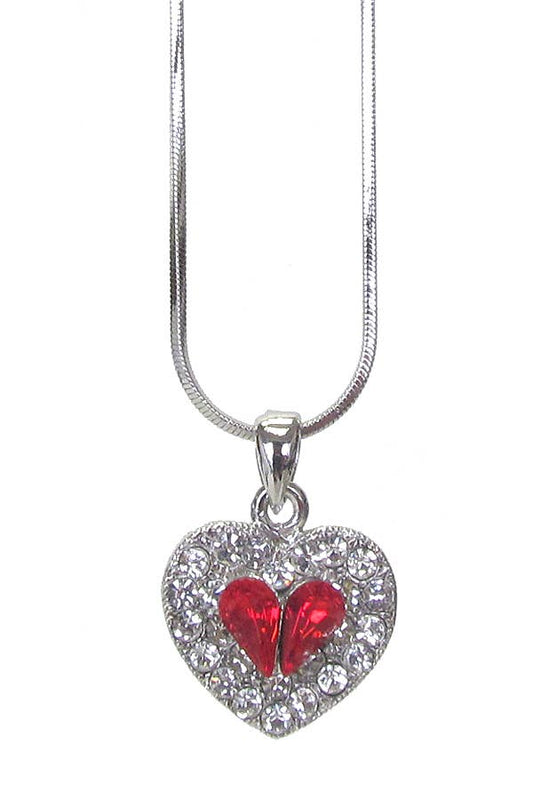 Crystal Heart Pendant Necklace Valentine Necklace